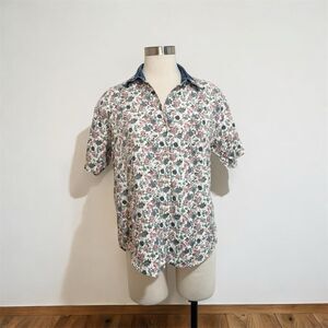 Vintage Kraft Kat Jean Denim Floral Shirt Button Down Medium
